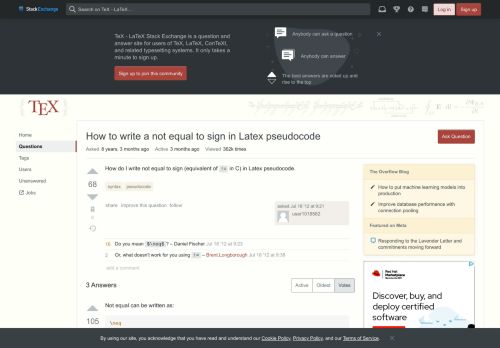 
                            9. syntax - How to write a not equal to sign in Latex pseudocode ...