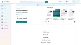 
                            10. synthesis paper rd | Metacognition | Teachers - Scribd