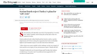 
                            11. Syrian Kurds reject Turkey's plan for 'safe zone' - The Telegraph
