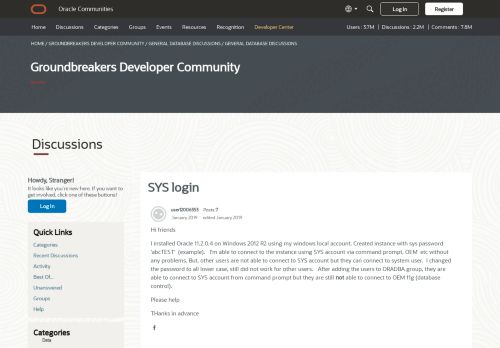 
                            6. SYS login | Oracle Community