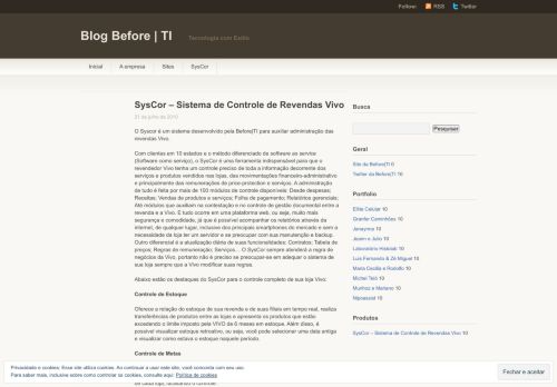 
                            8. SysCor – Sistema de Controle de Revendas Vivo | Blog Before | TI