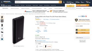 
                            3. Syska 20000 mAh Power Pro 200 Power Bank (Black): Amazon.in ...