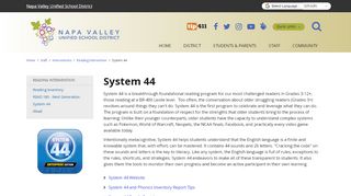 
                            8. System 44 - Napa Valley Unified School District