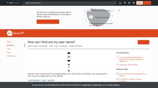 
                            1. system installation - How can I find out my user name? - Ask Ubuntu