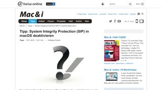 
                            9. System Integrity Protection (SIP) in macOS deaktivieren | Mac & i - Heise