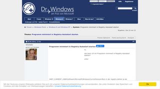 
                            11. System: Programm minimiert in Registry-Autostart starten - Dr. Windows