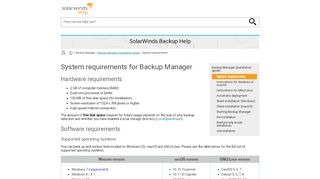 
                            1. System requirements for Backup Manager - SolarWinds