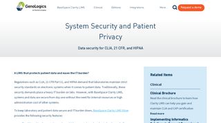 
                            9. System Security and Patient Privacy | Clarity LIMS - ...