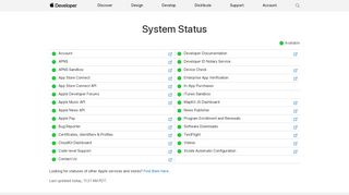 
                            1. System Status - Apple Developer