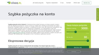 
                            5. Szybkie pożyczki. Ekspresowe pieniądze na konto – Vivus.pl