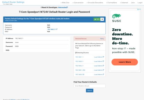 
                            10. T-Com Speedport W724V Default Router Login and Password