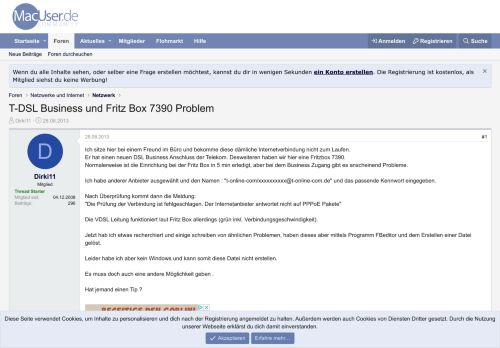 
                            8. T-DSL Business und Fritz Box 7390 Problem | MacUser.de Community