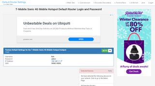
                            1. T-Mobile Sonic 4G Mobile Hotspot Default Router Login and Password