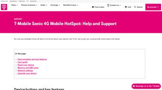 
                            2. T-Mobile Sonic 4G Mobile HotSpot: Help and Support - T-Mobile Support