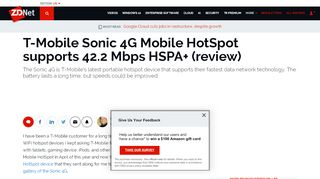 
                            9. T-Mobile Sonic 4G Mobile HotSpot supports 42.2 Mbps HSPA+ - ZDNet