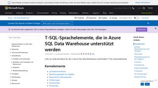 
                            10. T-SQL-Sprachelemente – Azure SQL Data Warehouse | Microsoft ...