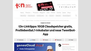 
                            12. t3n-Linktipps: 10GB Cloudspeicher gratis, ProSiebenSat.1-Inkubator ...