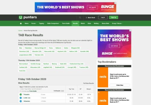 
                            12. TAB Horse Racing Results Today - Punters.com.au