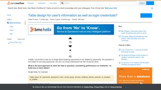 
                            4. Table design for user's information as well as login credentials ...