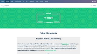 
                            2. Table Of Contents - Learn Python the Hard Way