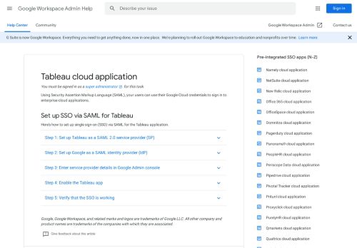 
                            5. Tableau cloud application - G Suite Admin Help - Google ...