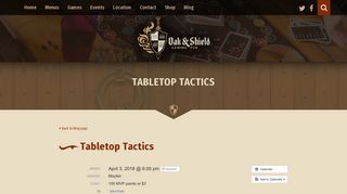 
                            10. Tabletop Tactics - Oak & Shield Gaming Pub