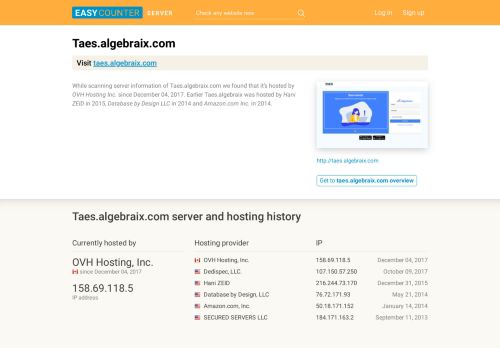 
                            10. Taes.algebraix.com server and hosting history