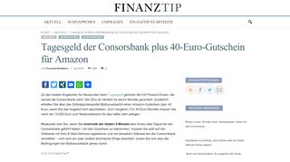 
                            10. Tagesgeld der Consorsbank plus 40-Euro-Gutschein für Amazon ...
