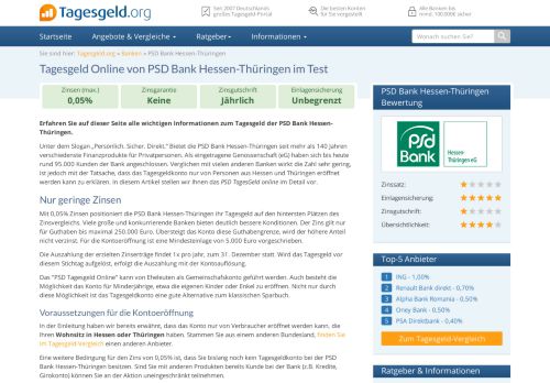 
                            6. Tagesgeld der PSD Bank Hessen-Thüringen im Test - Tagesgeld.org