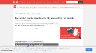 
                            6. Tagesticket und Co: Sky Go ohne Sky-Abo nutzen - so klappt's - CHIP
