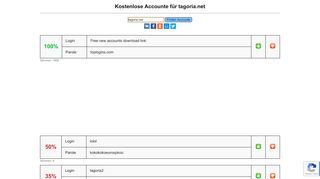 
                            12. tagoria.net - kostenlose Accounte, Parolen und Logine