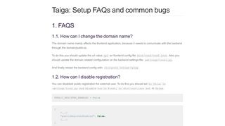 
                            6. Taiga: Setup FAQs and common bugs