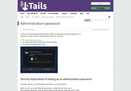 
                            2. Tails - Administration password