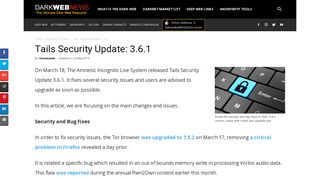 
                            6. Tails Security Update: 3.6.1 | Dark Web News