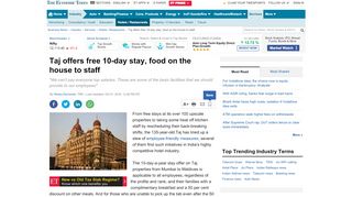 
                            8. Taj offers free 10-day stay, food on the house to staff - The Economic ...