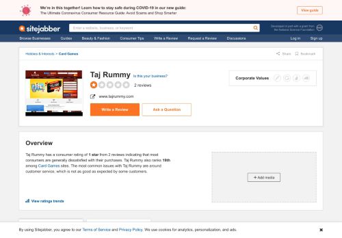 
                            8. Taj Rummy Reviews - 2 Reviews of Tajrummy.com | Sitejabber