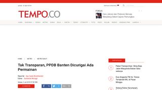 
                            11. Tak Transparan, PPDB Banten Dicurigai Ada ... - Metro Tempo.co