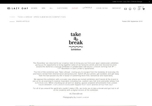 
                            13. 'Take A Break' Open Submission Competition – Lazy Oaf
