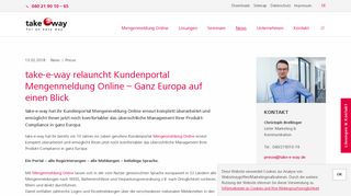 
                            6. take-e-way relauncht Kundenportal Mengenmeldung Online – Ganz ...