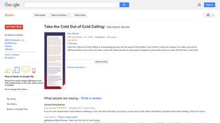 
                            11. Take the Cold Out of Cold Calling: Web Search Secrets - Google बुक के परिणाम