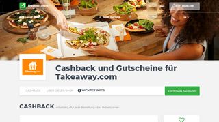 
                            6. Takeaway.com - Food - Cashback & Gutscheine - Geld zurück für ...
