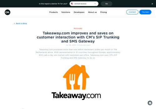 
                            10. Takeaway.com improves and saves on customer interaction with CM's ...