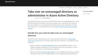 
                            9. Takeover of an unmanaged directory - Administrator - Azure Active ...
