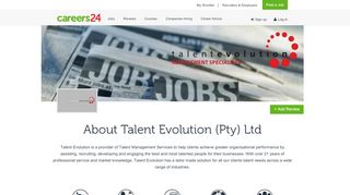
                            13. Talent Evolution (Pty) Ltd Jobs and Vacancies - Careers24