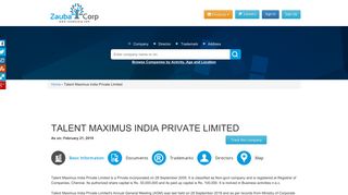 
                            10. TALENT MAXIMUS INDIA PRIVATE LIMITED - Company, directors ...