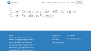 
                            2. Talent Recruiter – HR Manager Talent Solutions Sverige
