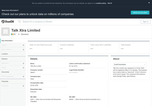 
                            4. Talk Xtra Limited (Closed) in IE | Key Information | DueDil