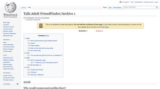 
                            12. Talk:Adult FriendFinder/Archive 1 - Wikipedia