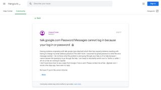 
                            7. talk.google.com Password Messages cannot log in because your log ...