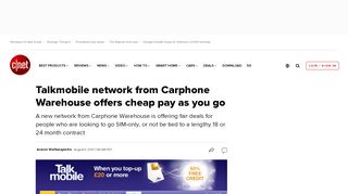 
                            10. Talkmobile network from Carphone Warehouse offers cheap pay as ...